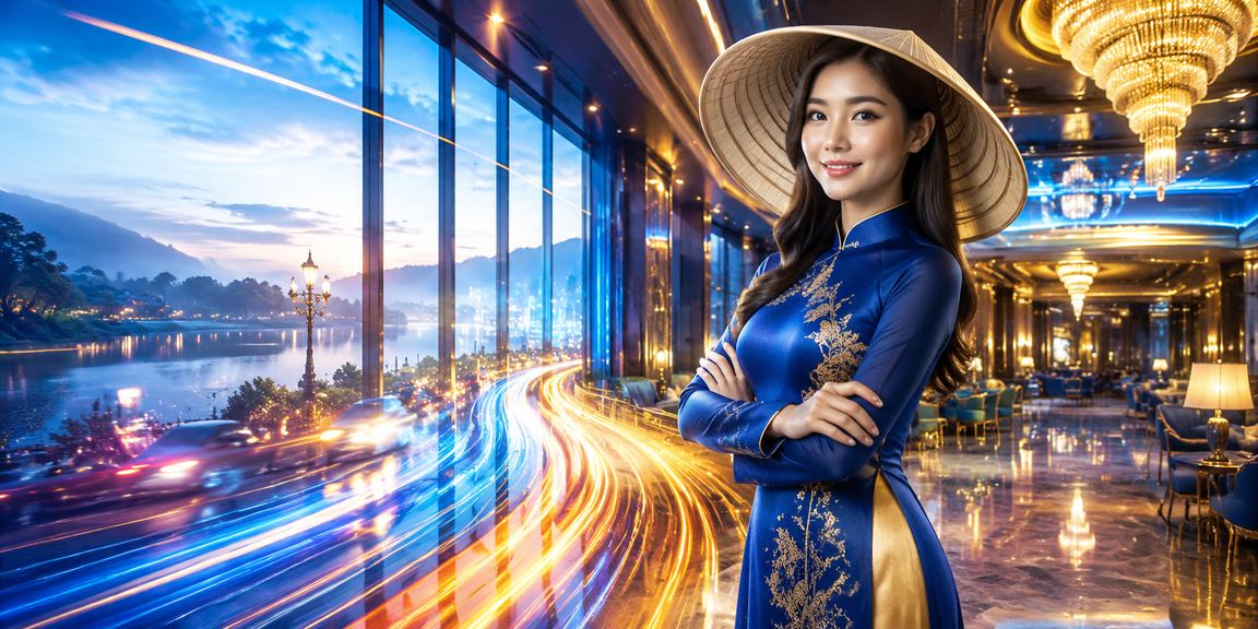 Người phụ nữ đội nón lá truyền thống tại Đà Lạt đang xem thông tin dịch vụ cá cược trên điện thoại