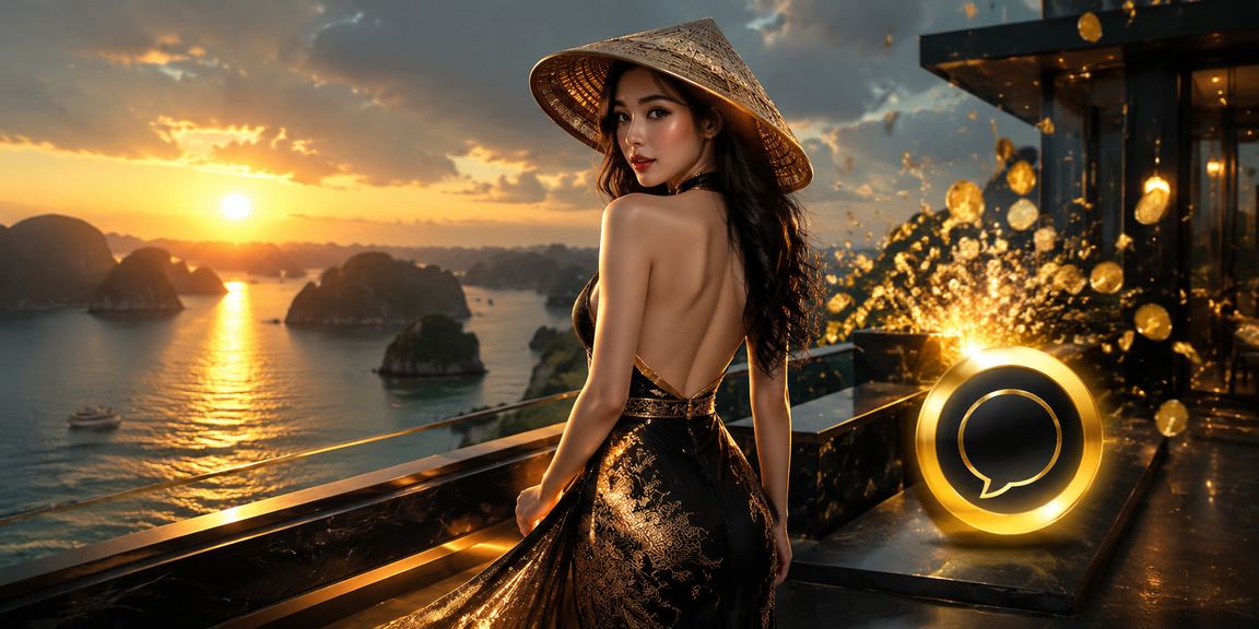 Cảnh Vịnh Hạ Long về đêm, người dùng thưởng thức giải trí casino trên điện thoại