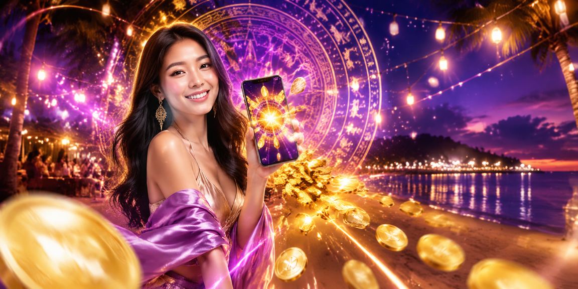 Người dùng trải nghiệm casino di động tại bãi biển Phú Quốc trong ánh nắng buổi sáng